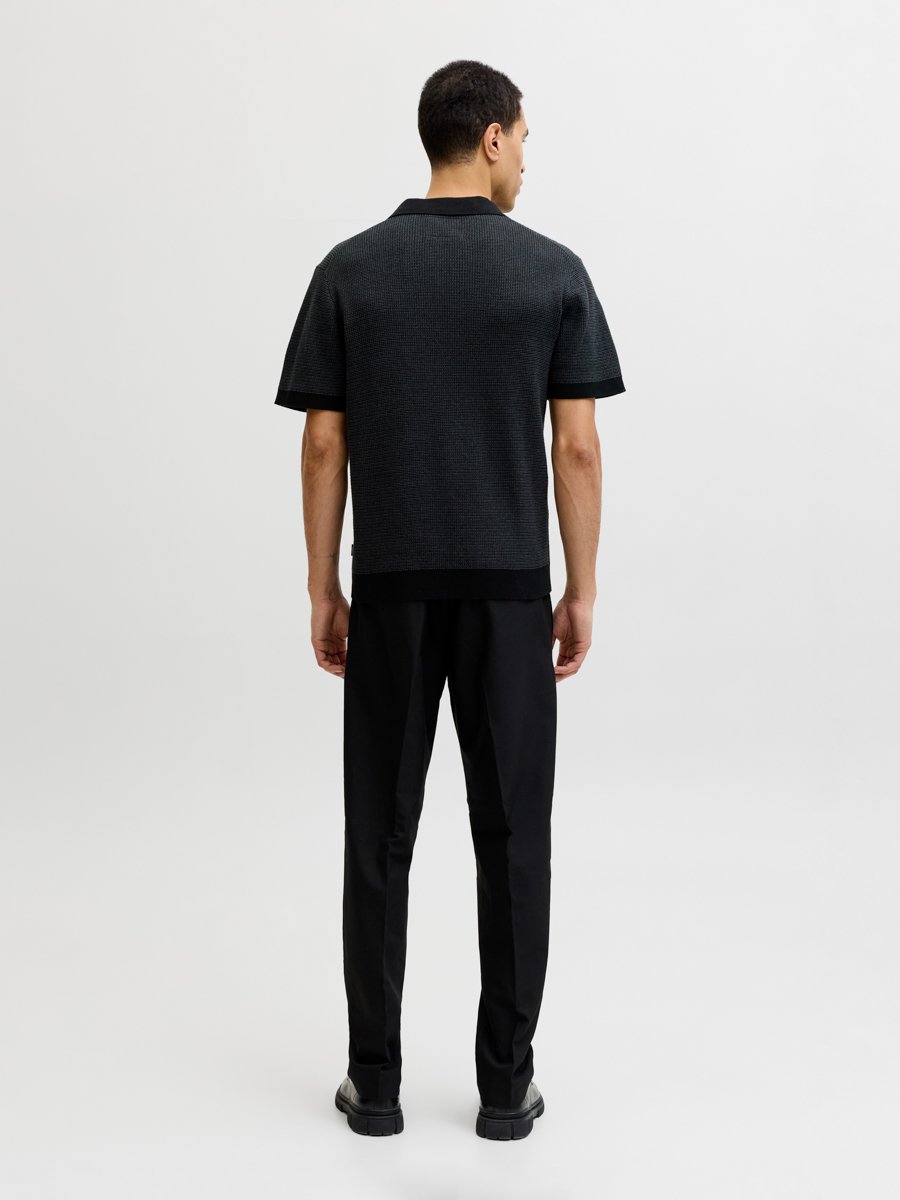 Black Solid Knit Polo