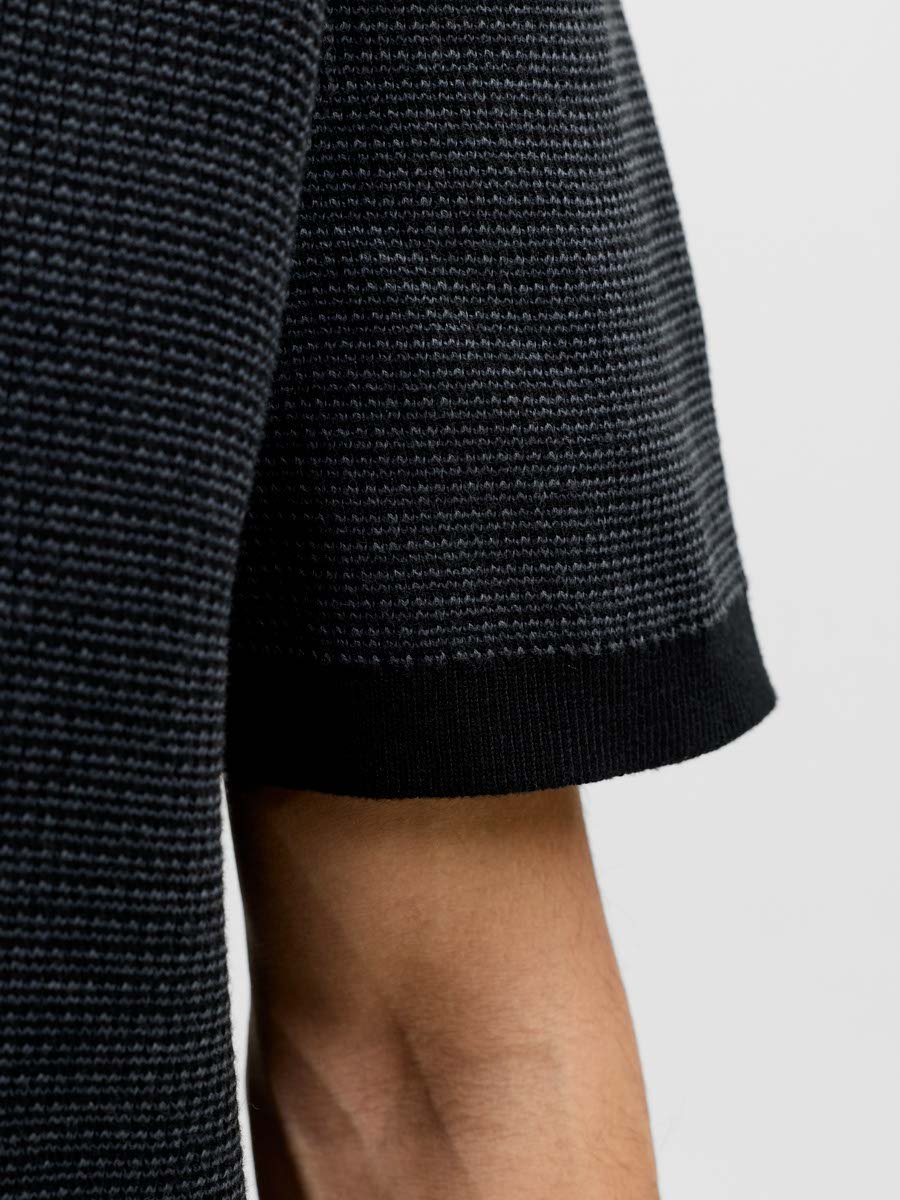 Black Solid Knit Polo