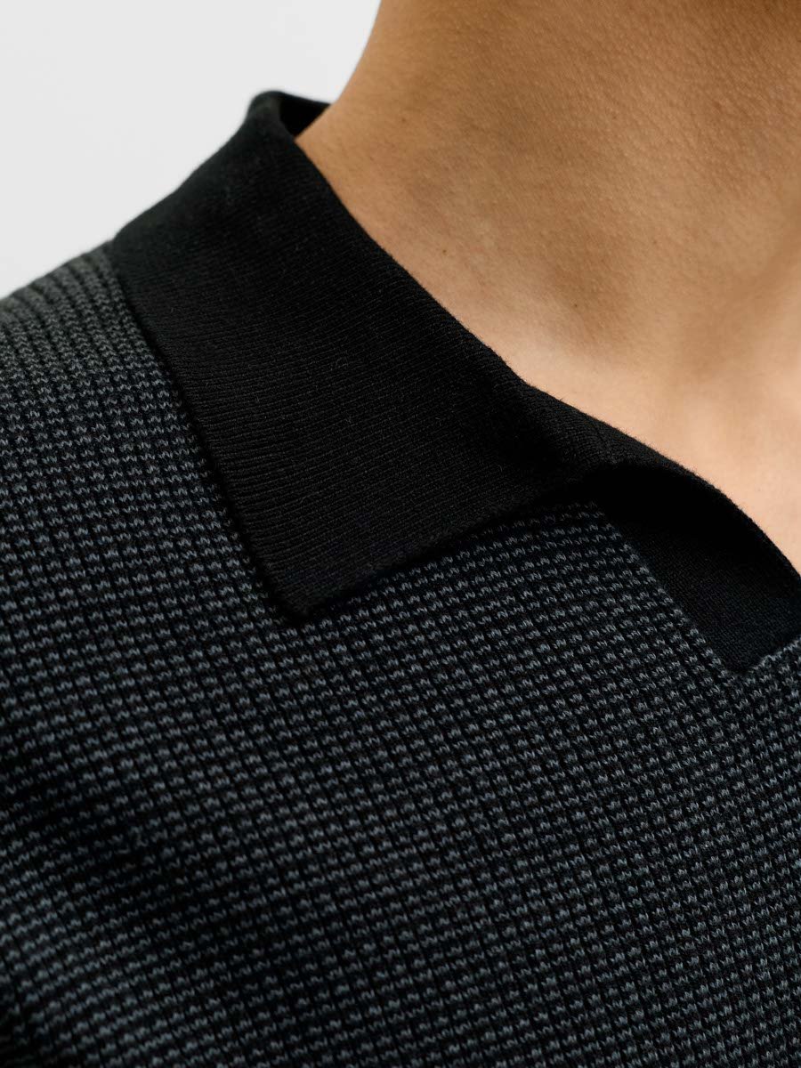 Black Solid Knit Polo