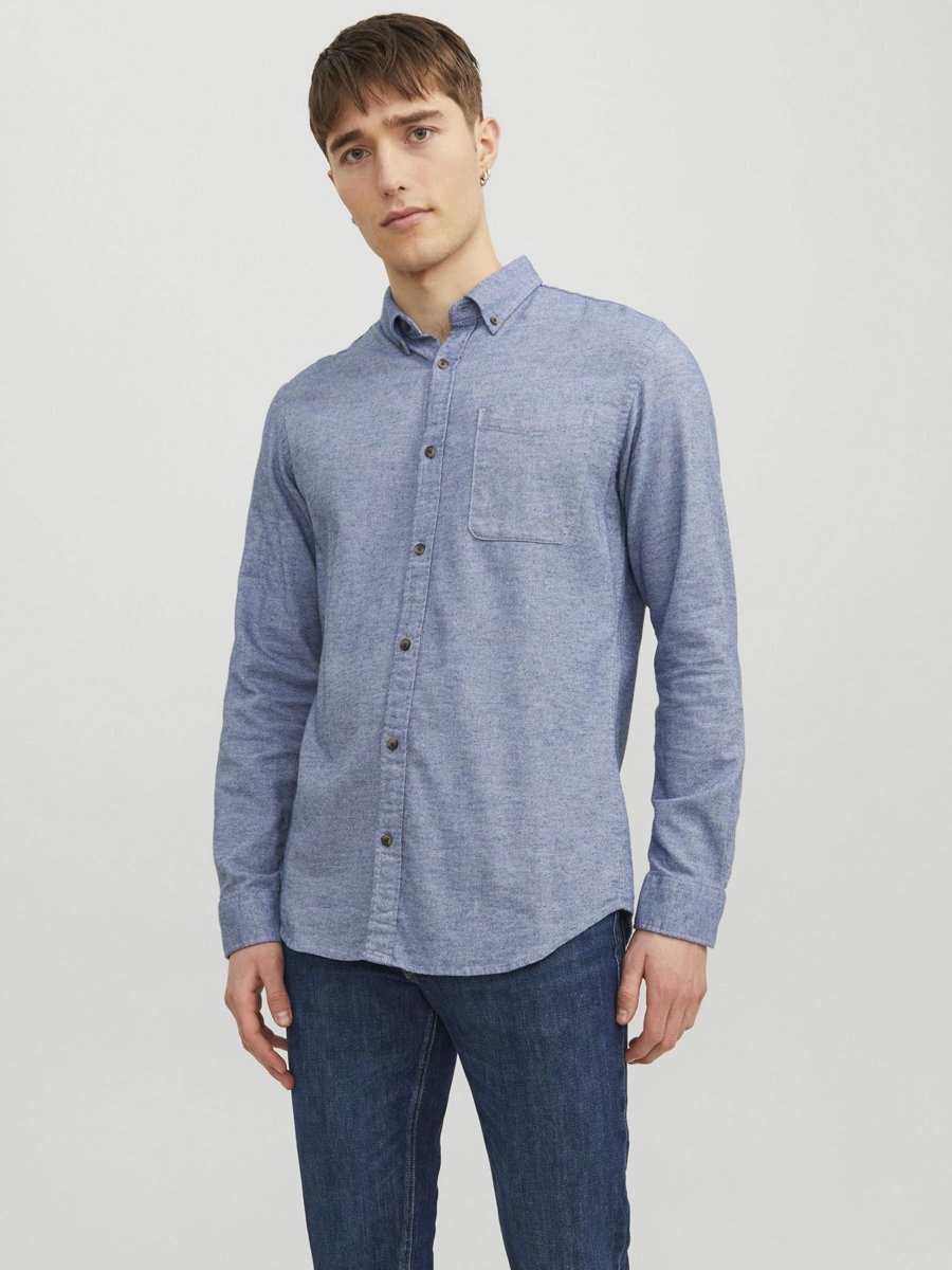 Medium Blue Button-Down Melange Shirt