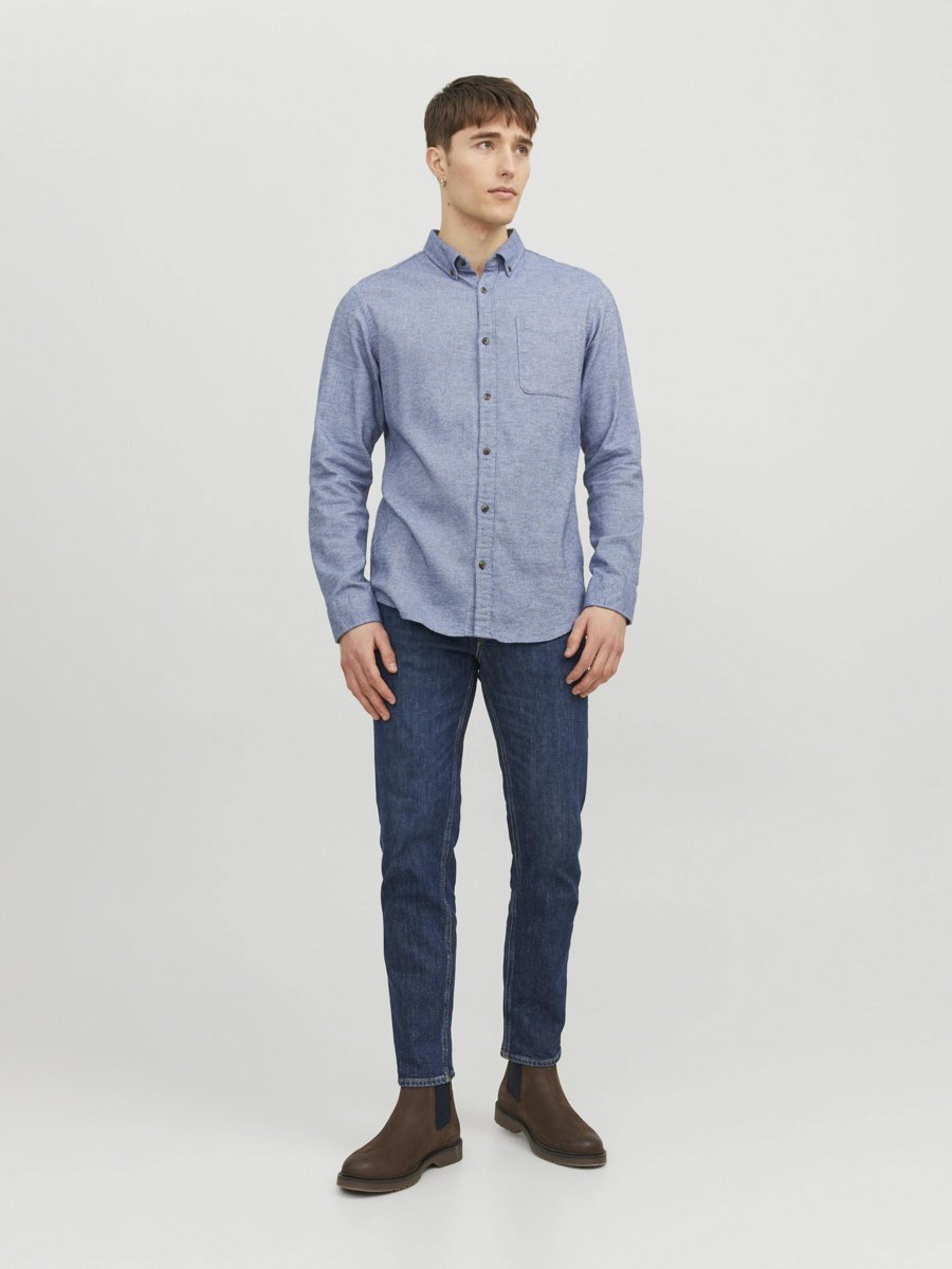 Medium Blue Button-Down Melange Shirt