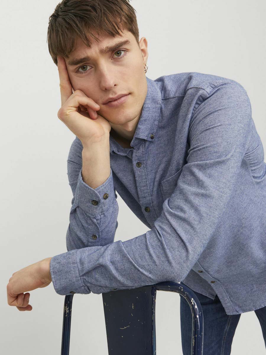 Medium Blue Button-Down Melange Shirt