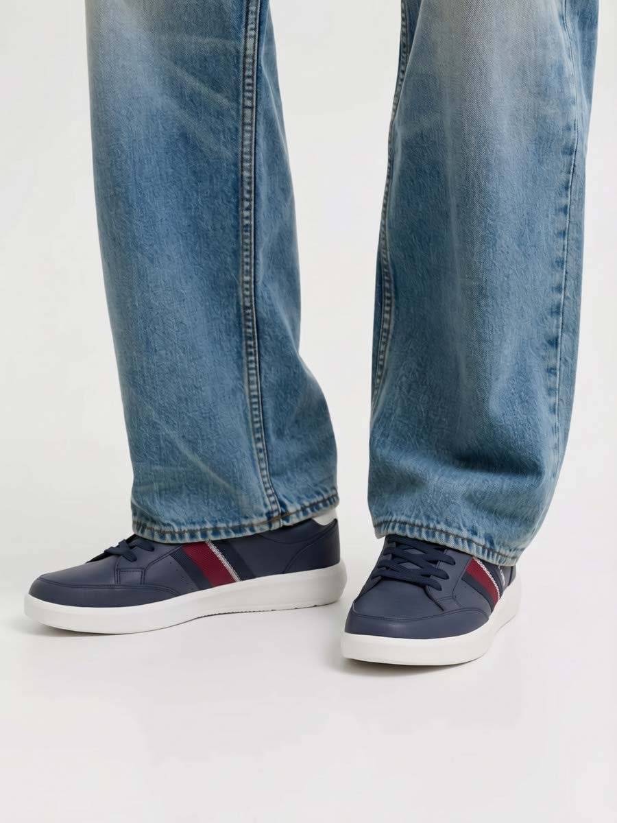 Striped Tape Lace Up Sneakers