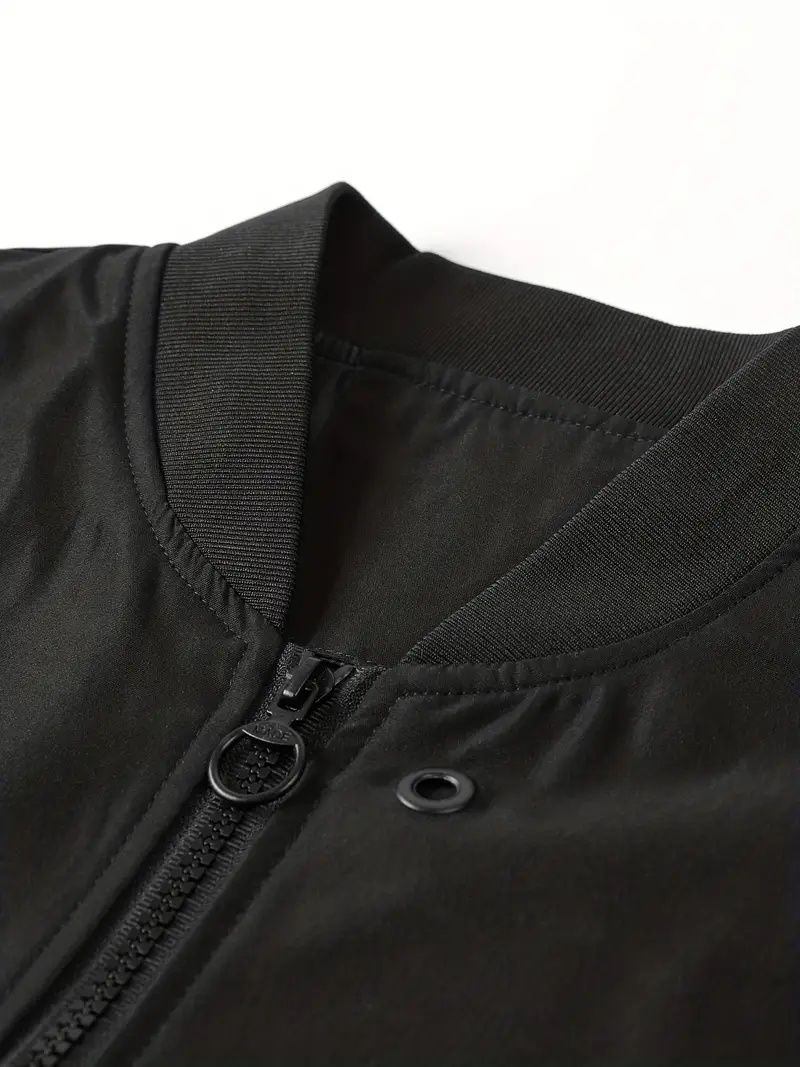Men Black Zip-Up Bomber Jacket