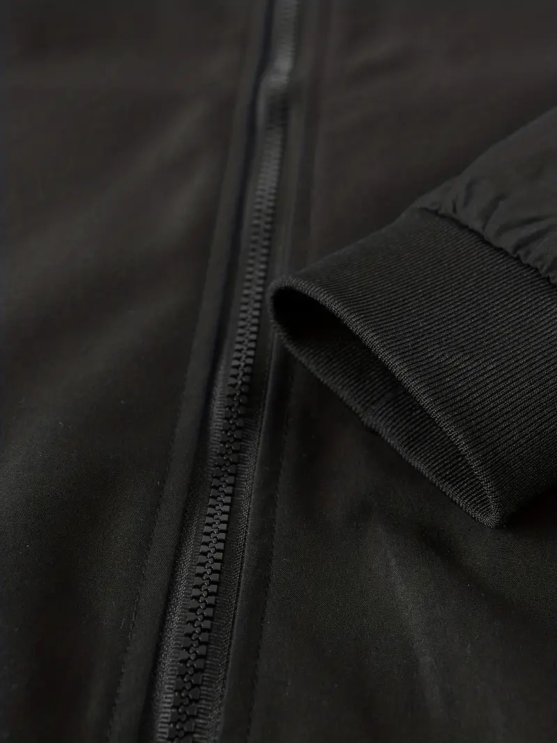 Men Black Zip-Up Bomber Jacket