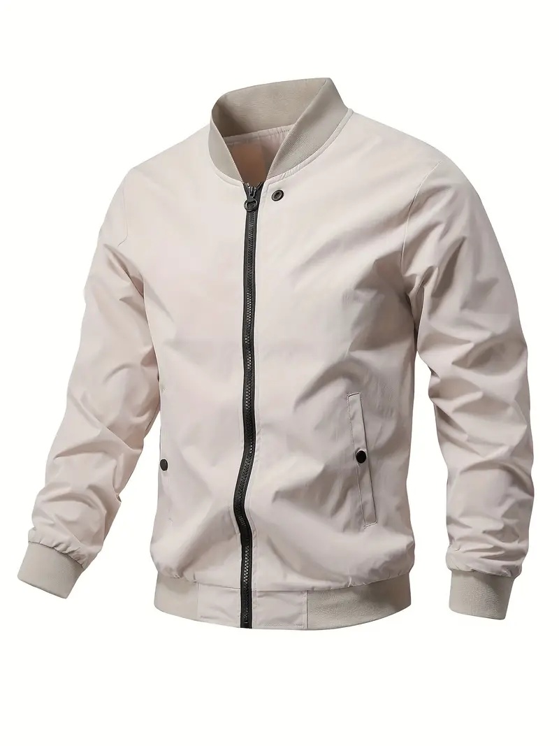 Men Black Zip-Up Bomber Jacket