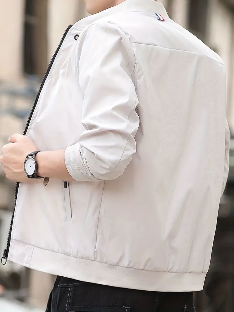 Men Black Zip-Up Bomber Jacket