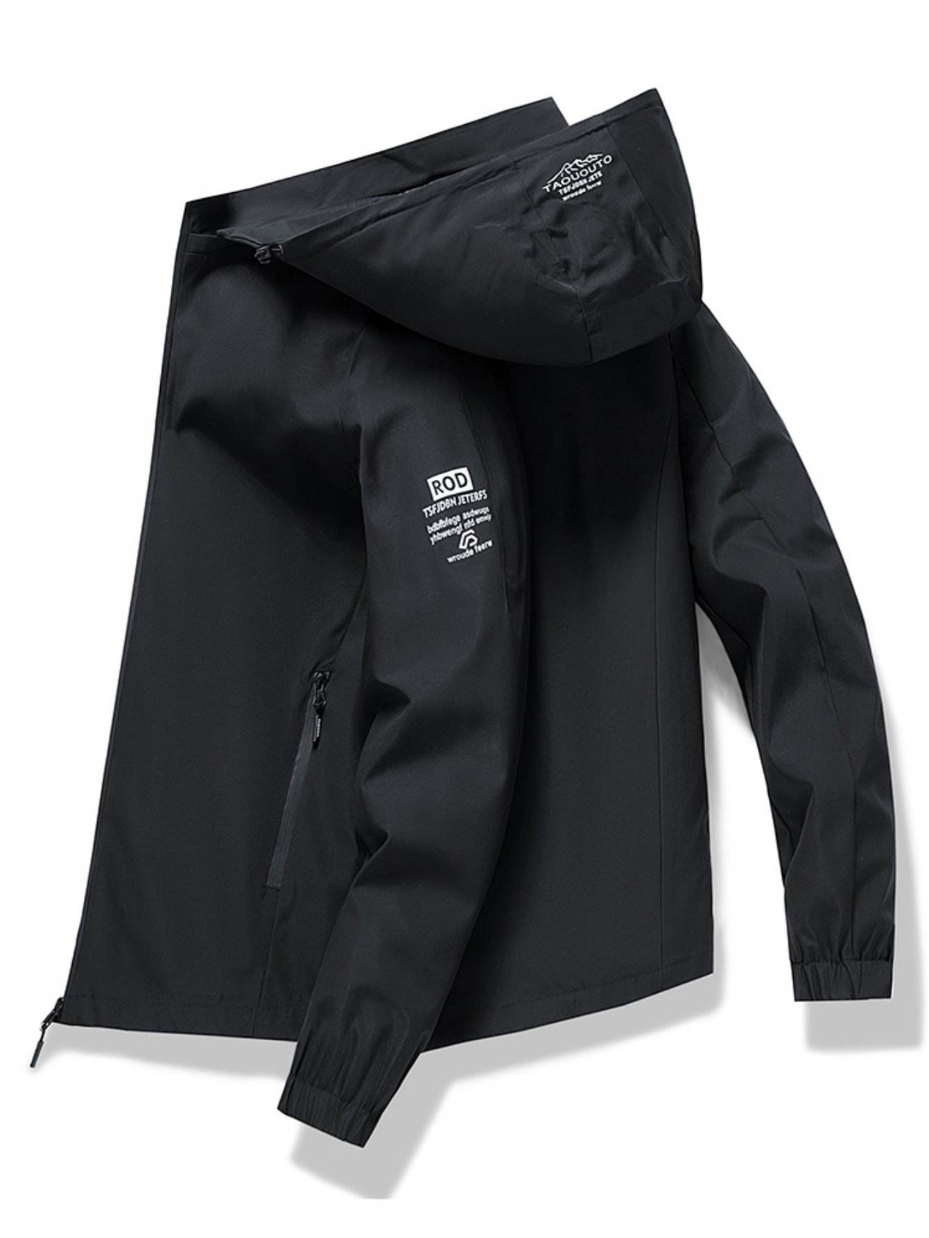 Men Black Hooded Zip Jacket