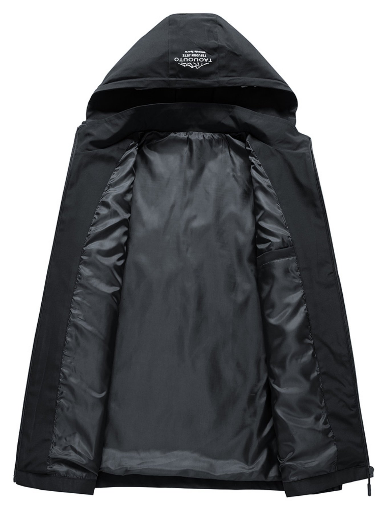 Men Black Hooded Zip Jacket