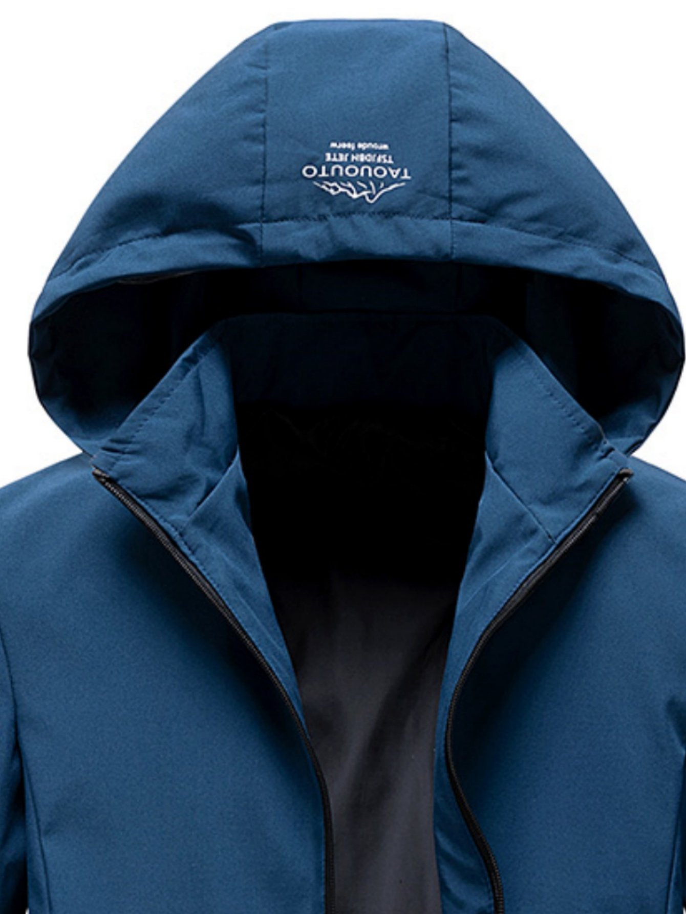Men Blue Hooded Zip-Up Jacket