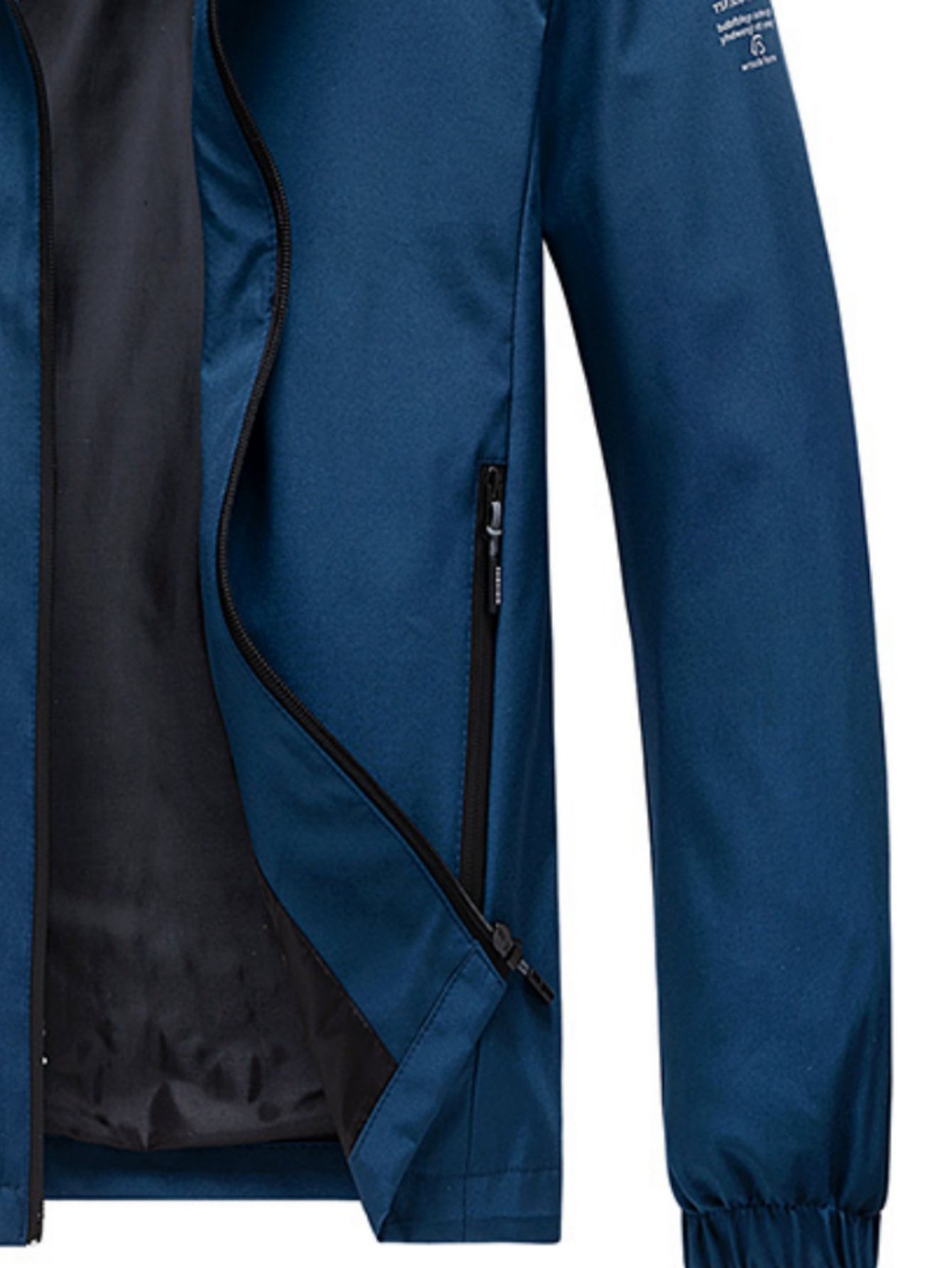 Men Blue Hooded Zip-Up Jacket