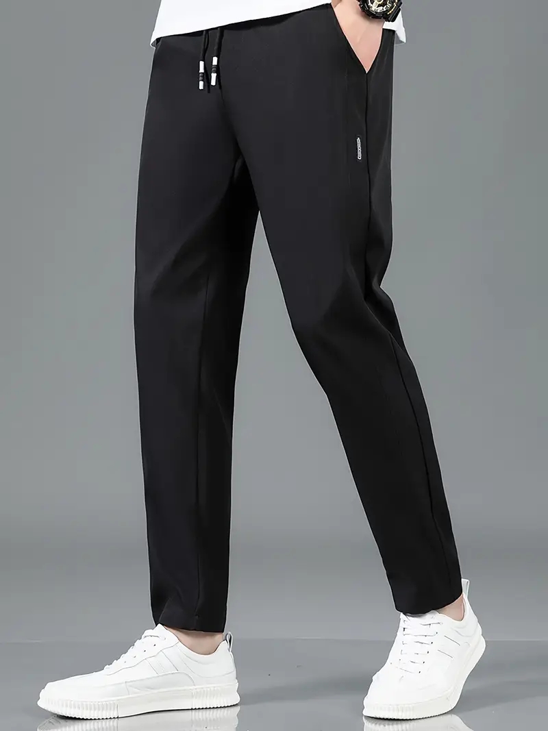 Men Black Plain Trousers