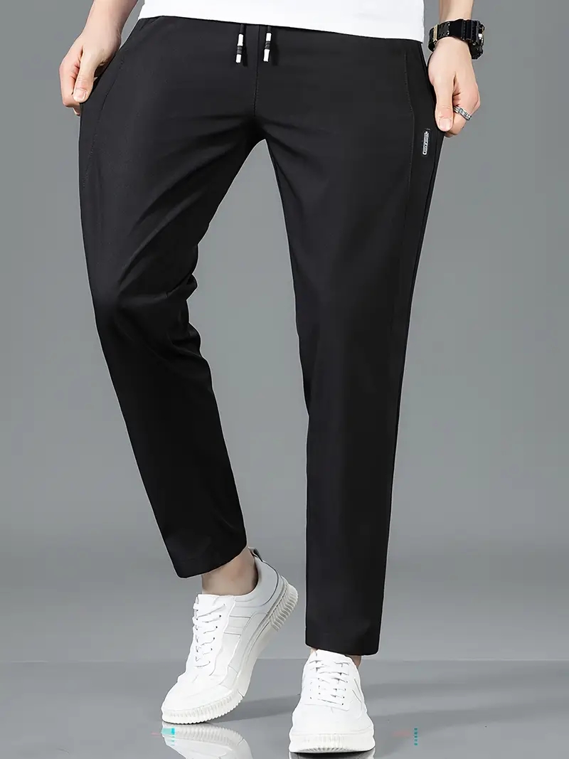 Men Black Plain Trousers