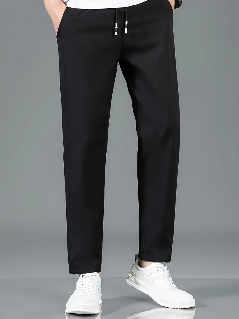 Men Black Plain Trousers