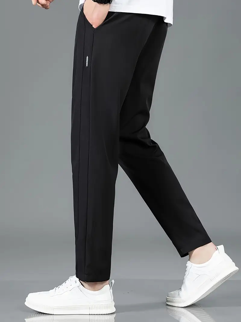 Men Black Plain Trousers