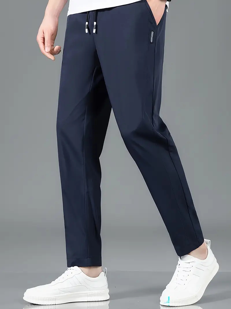 Men Blue Plain Trousers