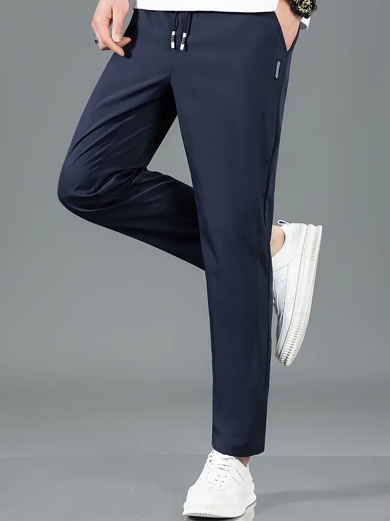 Men Blue Plain Trousers