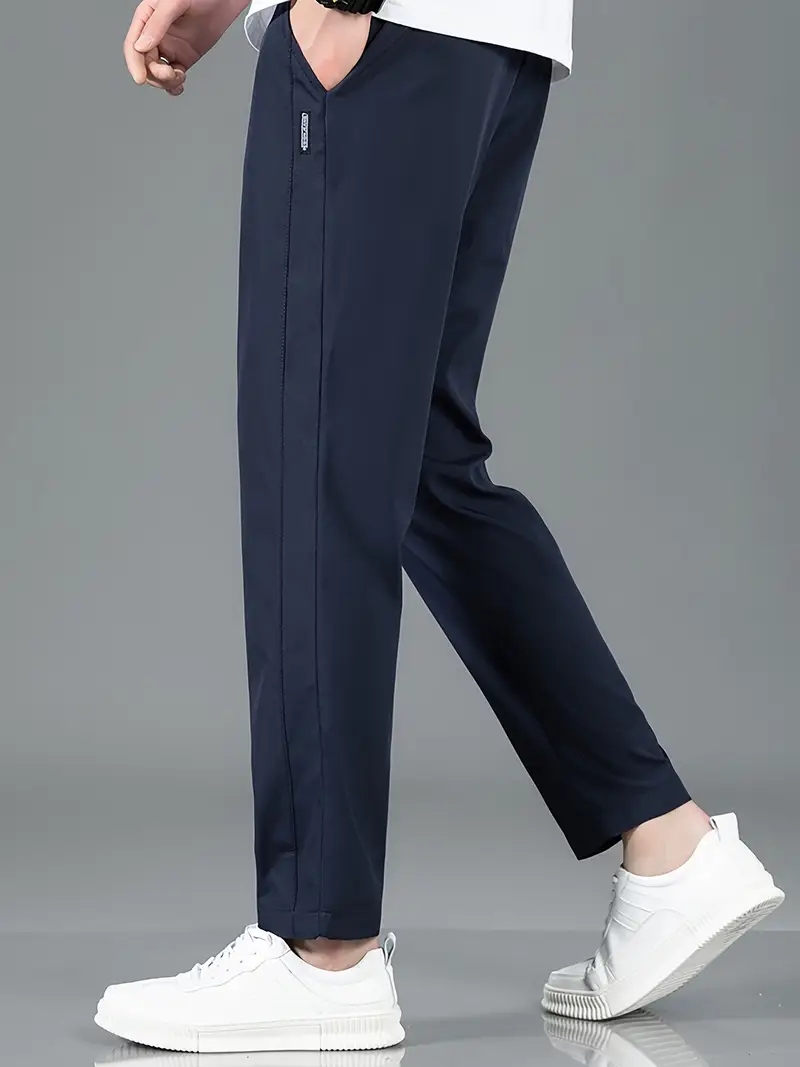 Men Blue Plain Trousers