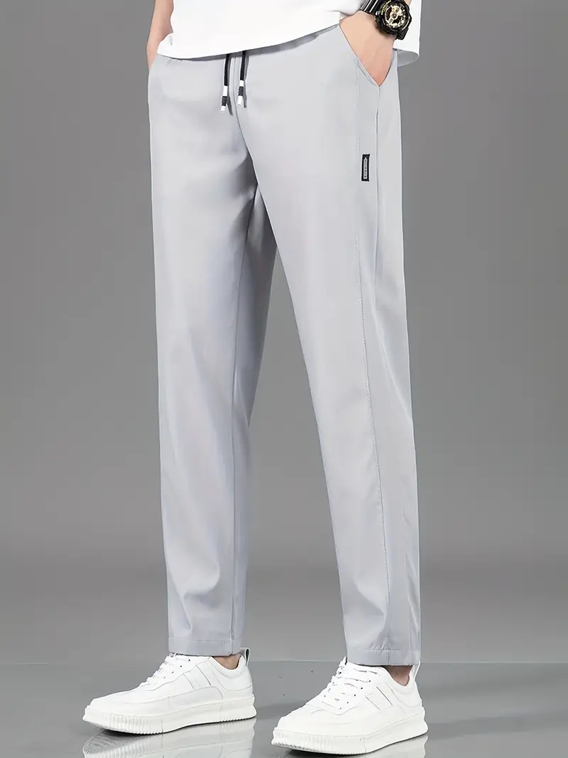 Men Grey Straight Leg Trousers