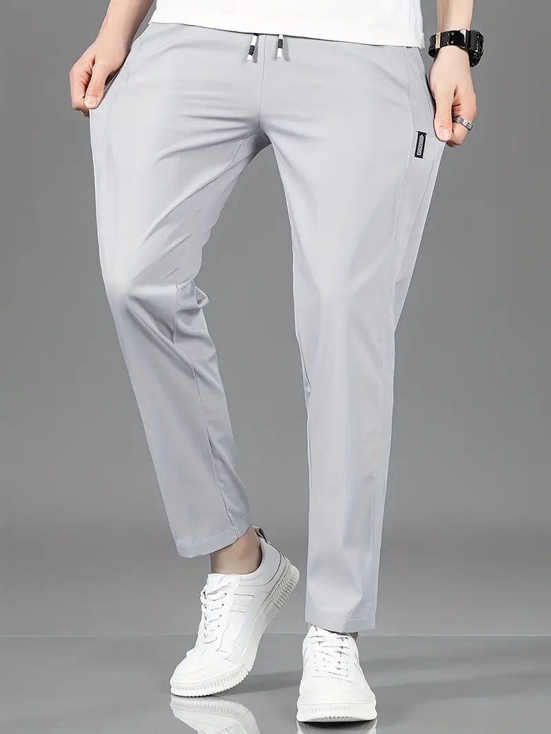 Men Grey Straight Leg Trousers