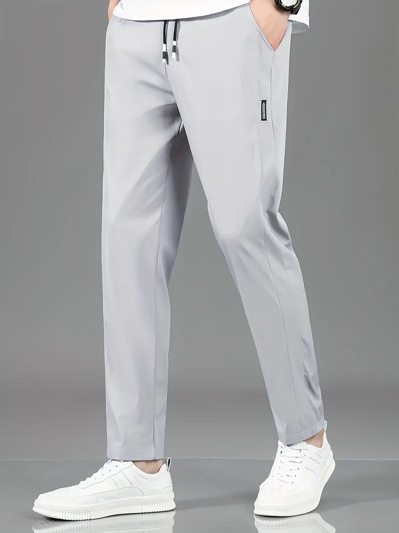 Men Grey Straight Leg Trousers