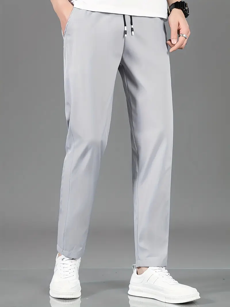 Men Grey Straight Leg Trousers