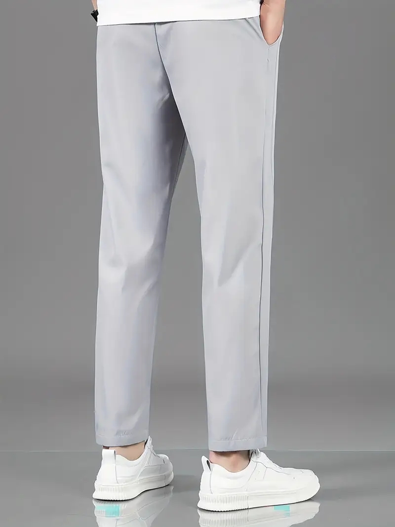 Men Grey Straight Leg Trousers