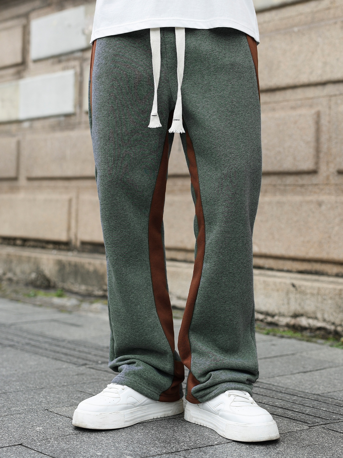Men Grey Relaxed Fit Trousers with Side Stripes