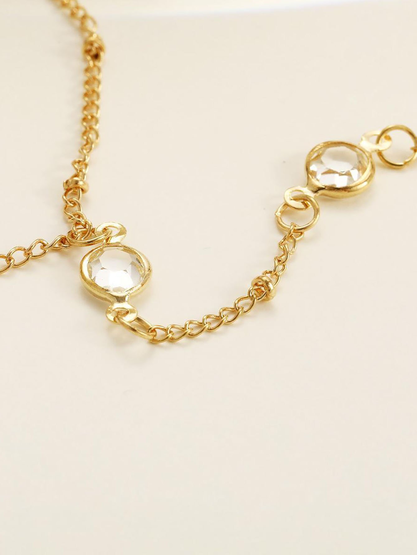 Gold Charm Hand Chain Bracelet - Casual Everyday Wear.