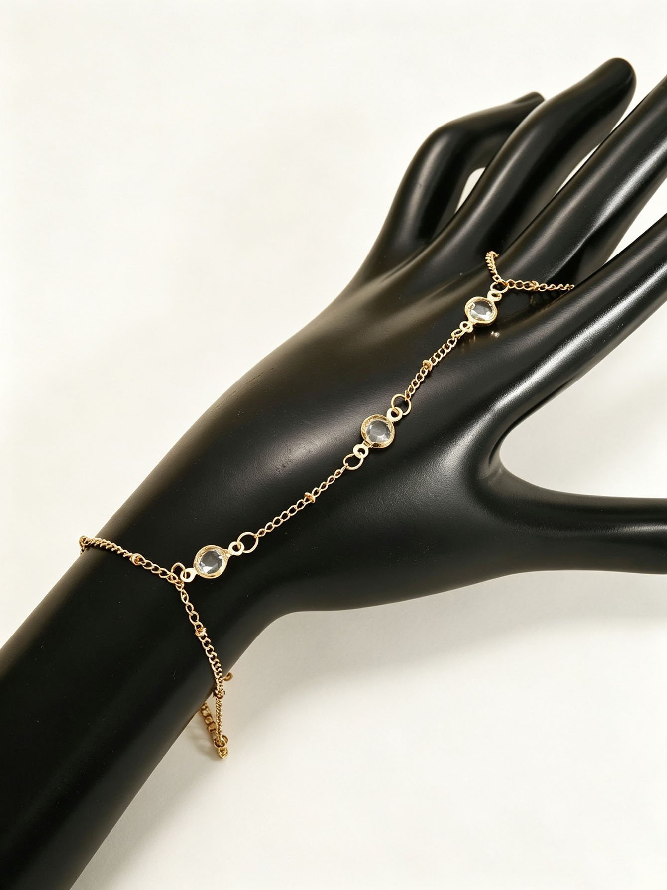 Gold Charm Hand Chain Bracelet - Casual Everyday Wear.
