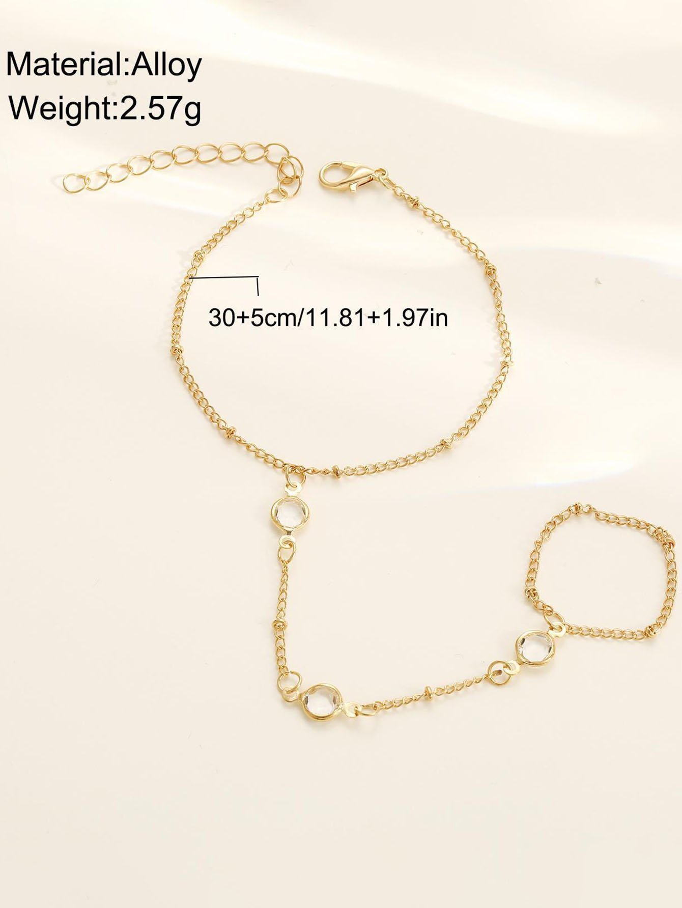 Gold Charm Hand Chain Bracelet - Casual Everyday Wear.