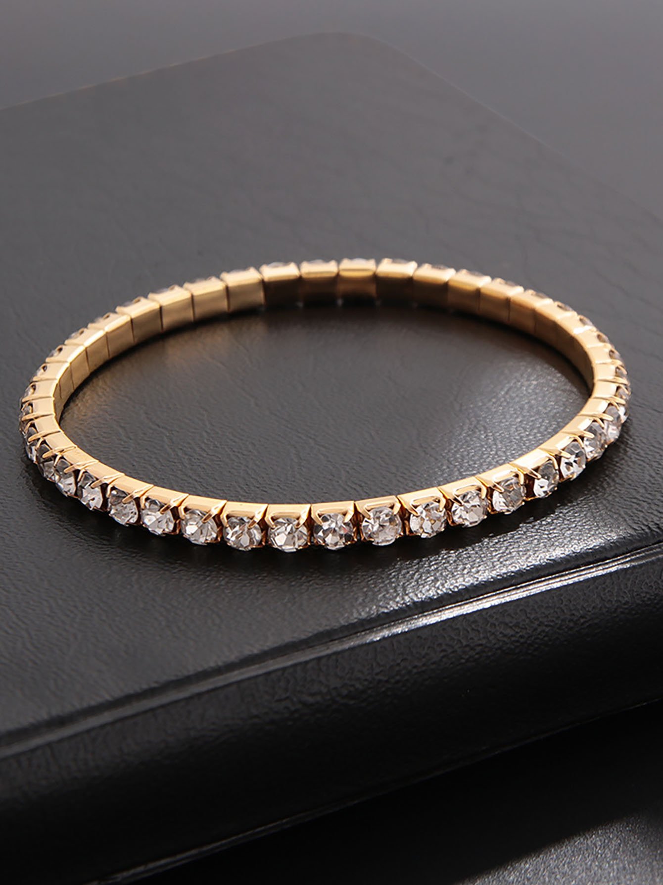 Gold and Crystal Cuff Bracelet - Casual Wear.