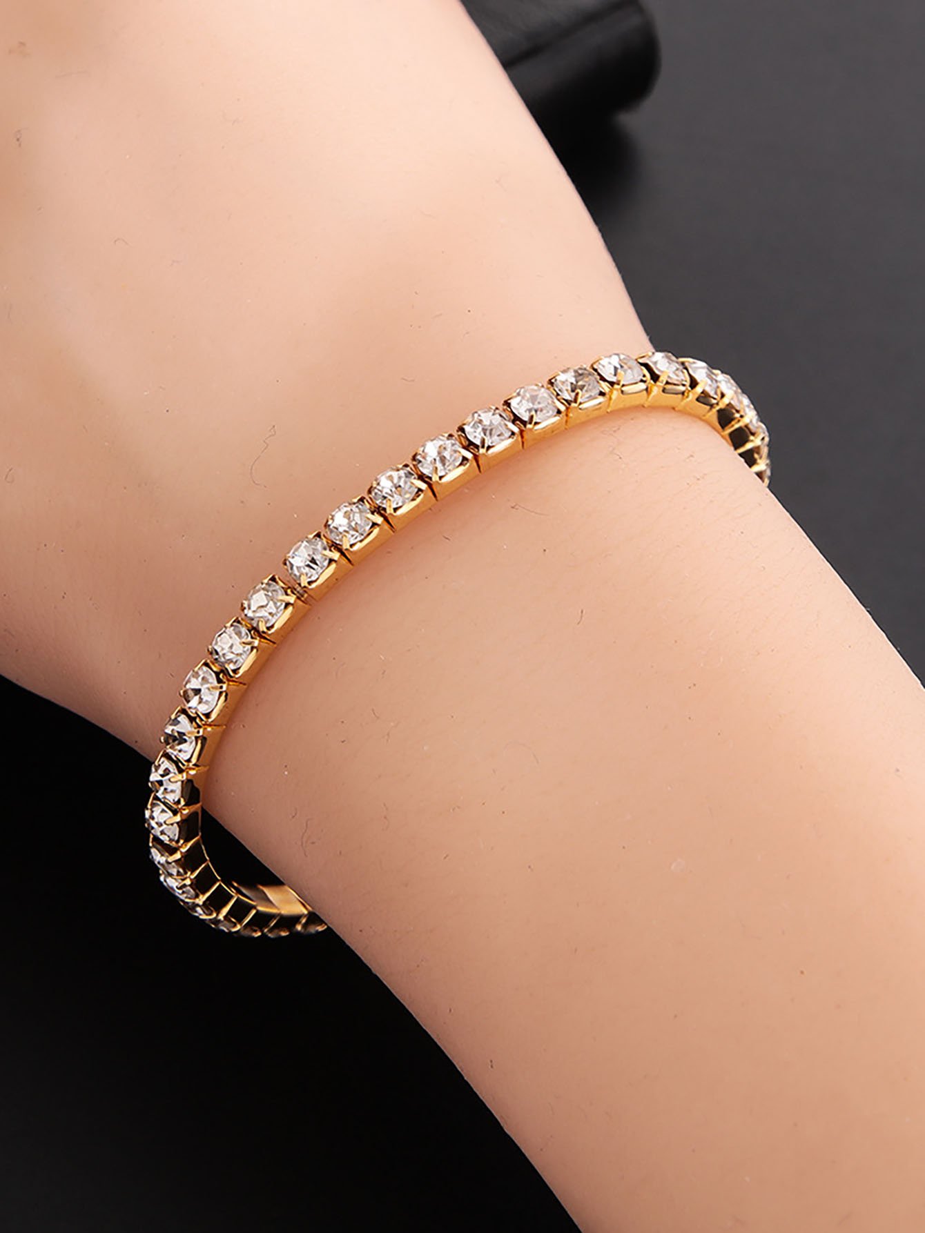 Gold and Crystal Cuff Bracelet - Casual Wear.