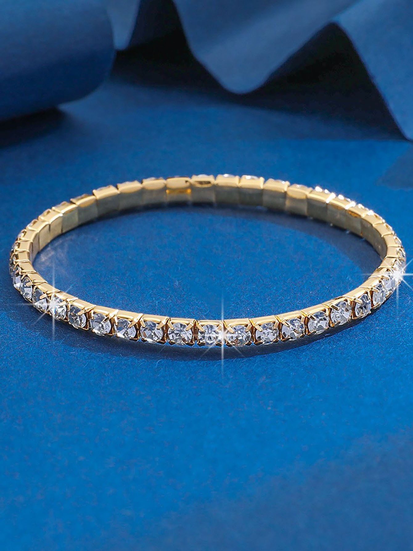 Gold and Crystal Cuff Bracelet - Casual Wear.