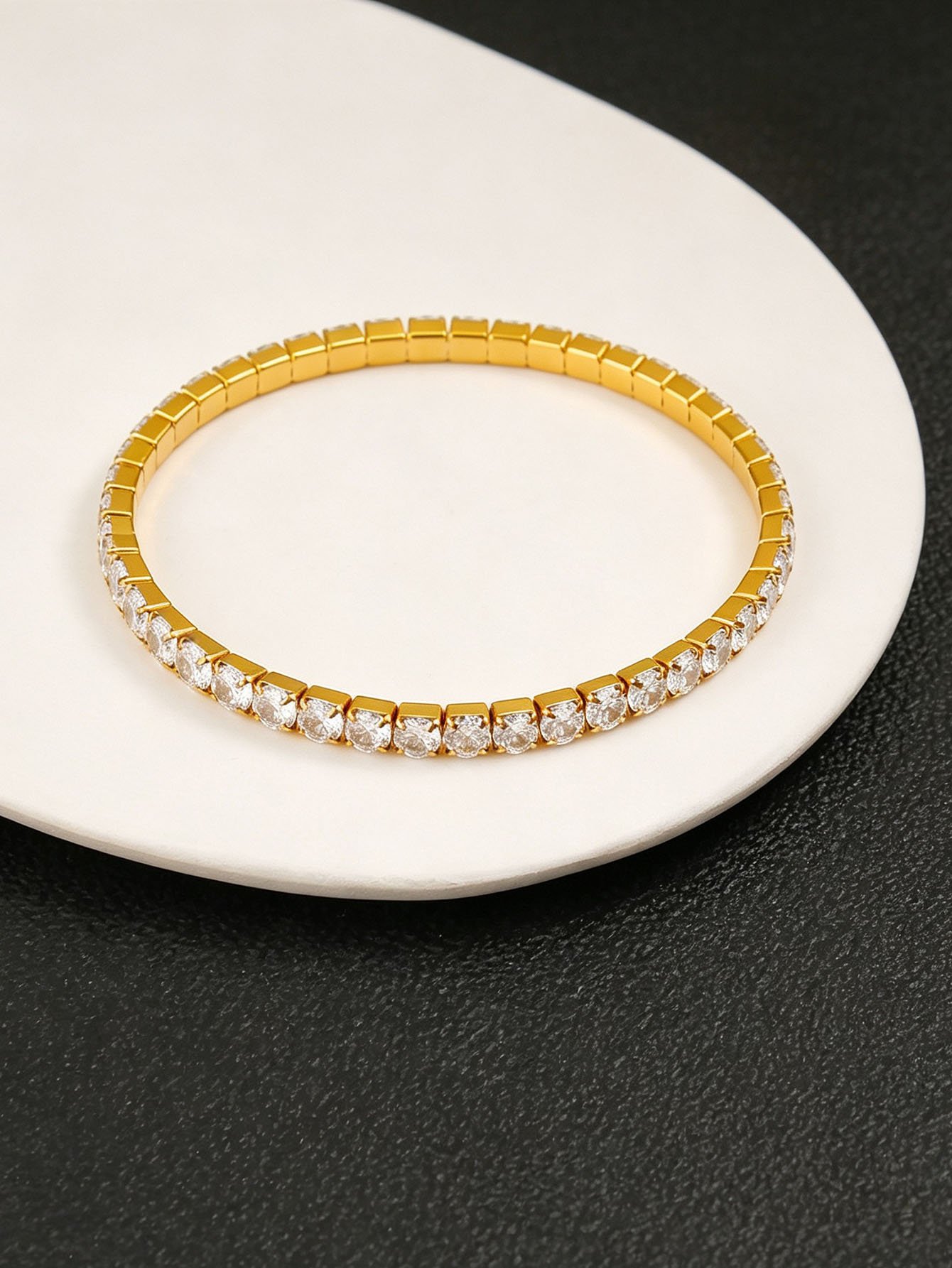 Gold and Crystal Cuff Bracelet - Casual Wear.