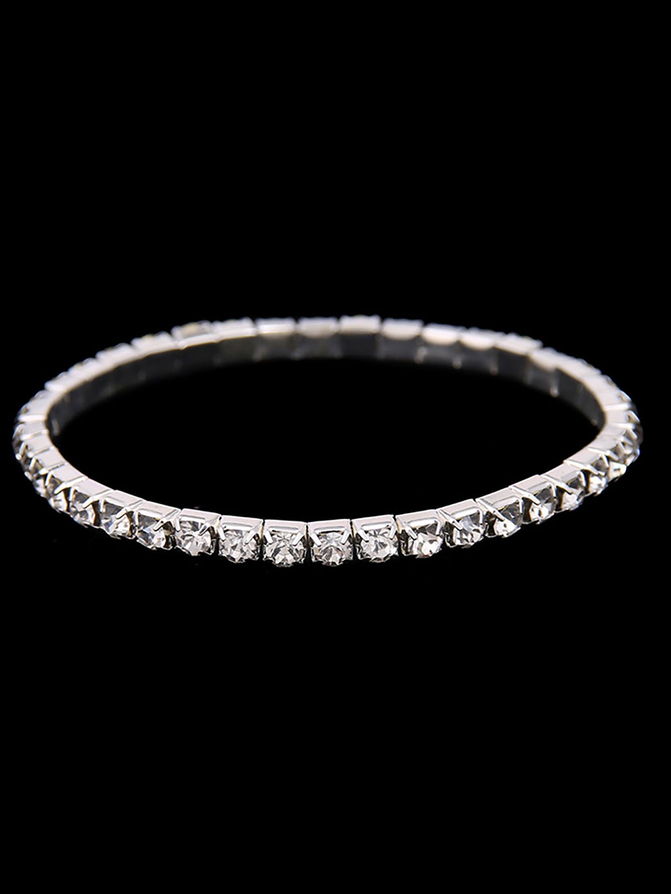 Silver Diamond Tennis Bracelet for Women - Casual Charm Style.