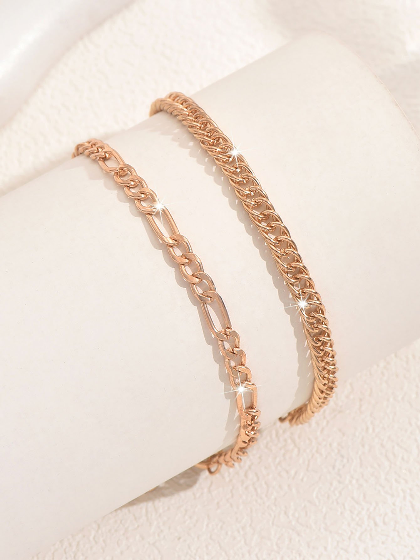 Gold Chain Bracelet Set for Women - Casual Charm Bracelets (Pack of 2).