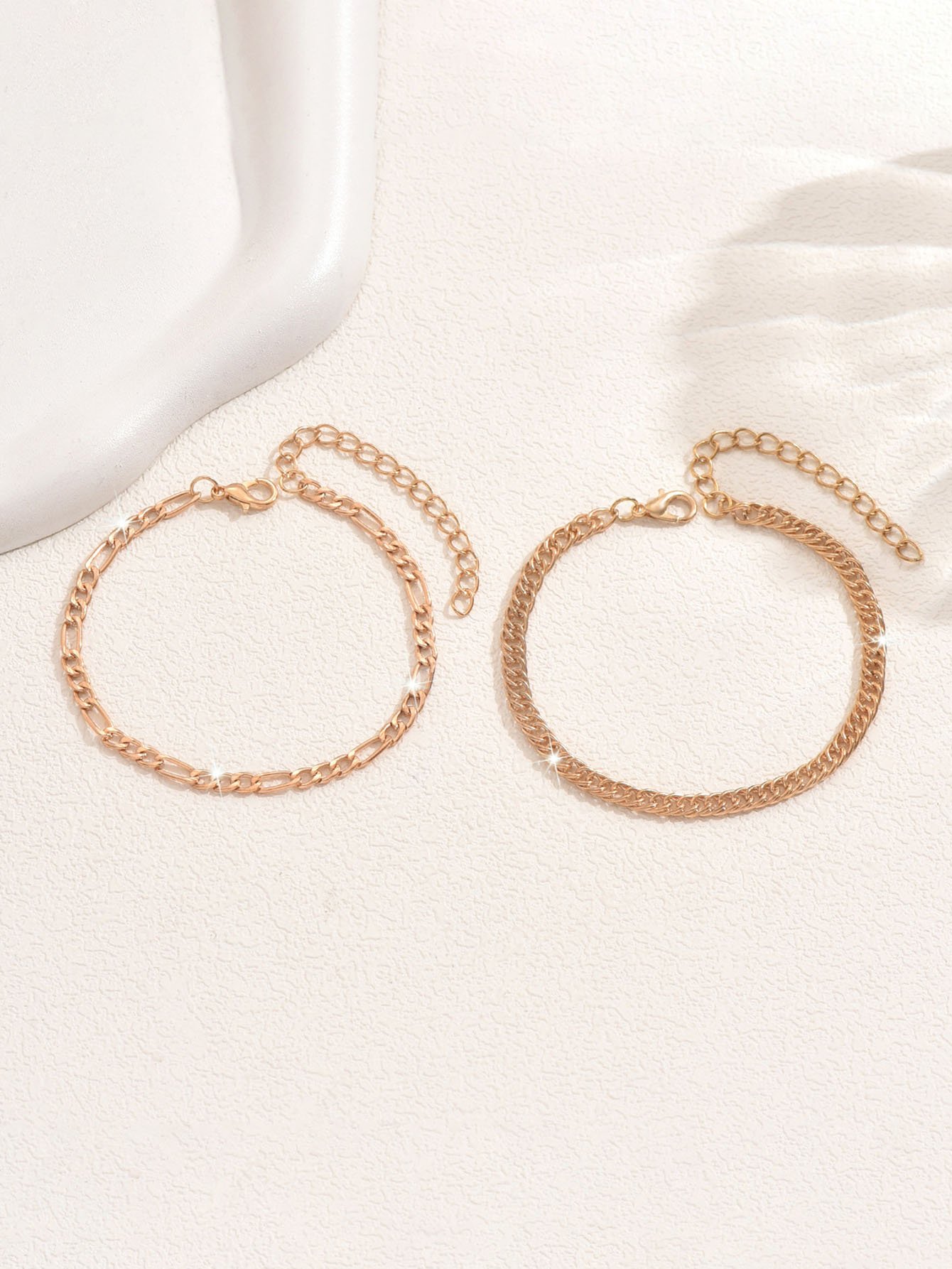 Gold Chain Bracelet Set for Women - Casual Charm Bracelets (Pack of 2).