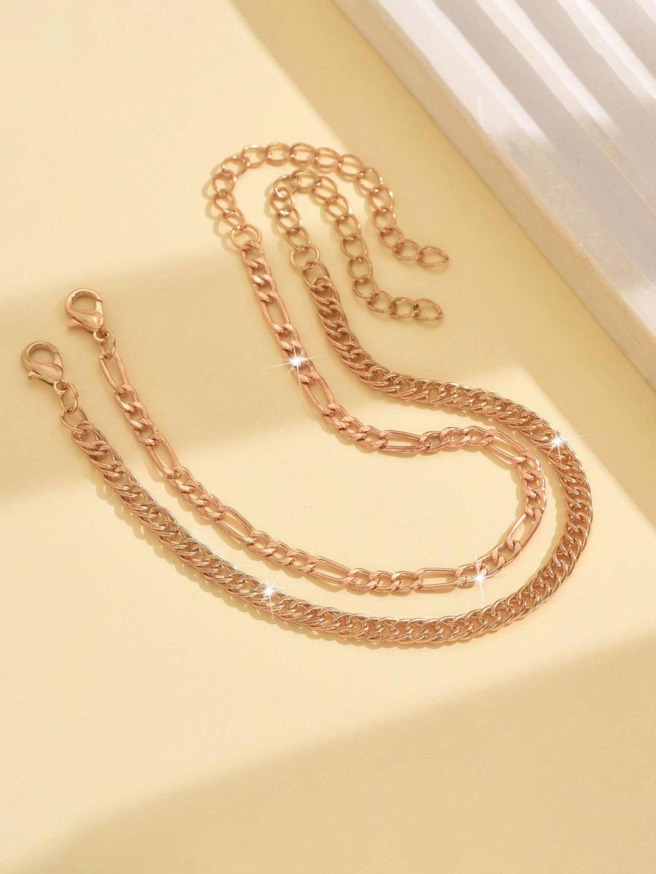 Gold Chain Bracelet Set for Women - Casual Charm Bracelets (Pack of 2).