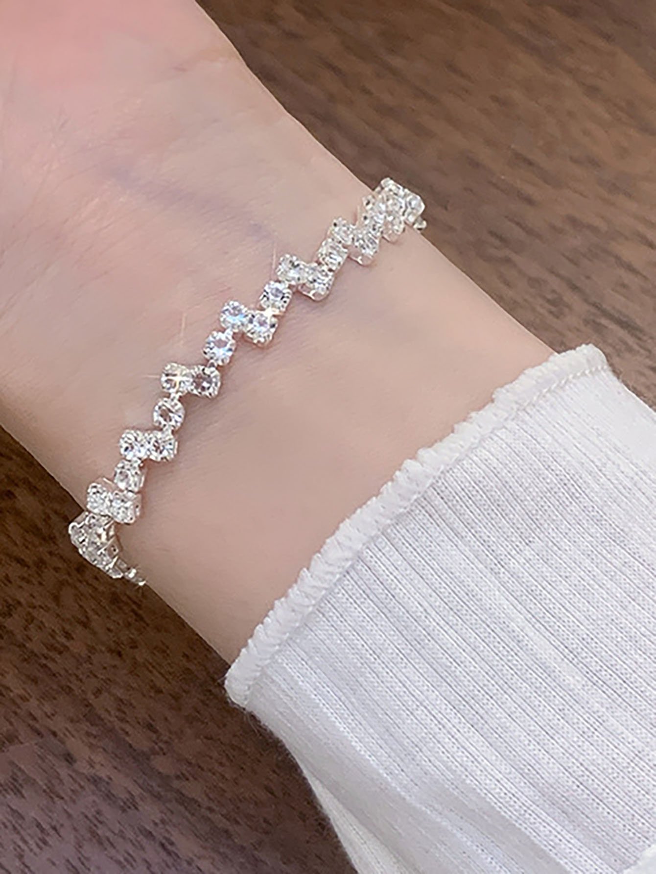 Silver Zircon Charm Bracelet - Everyday Wear.