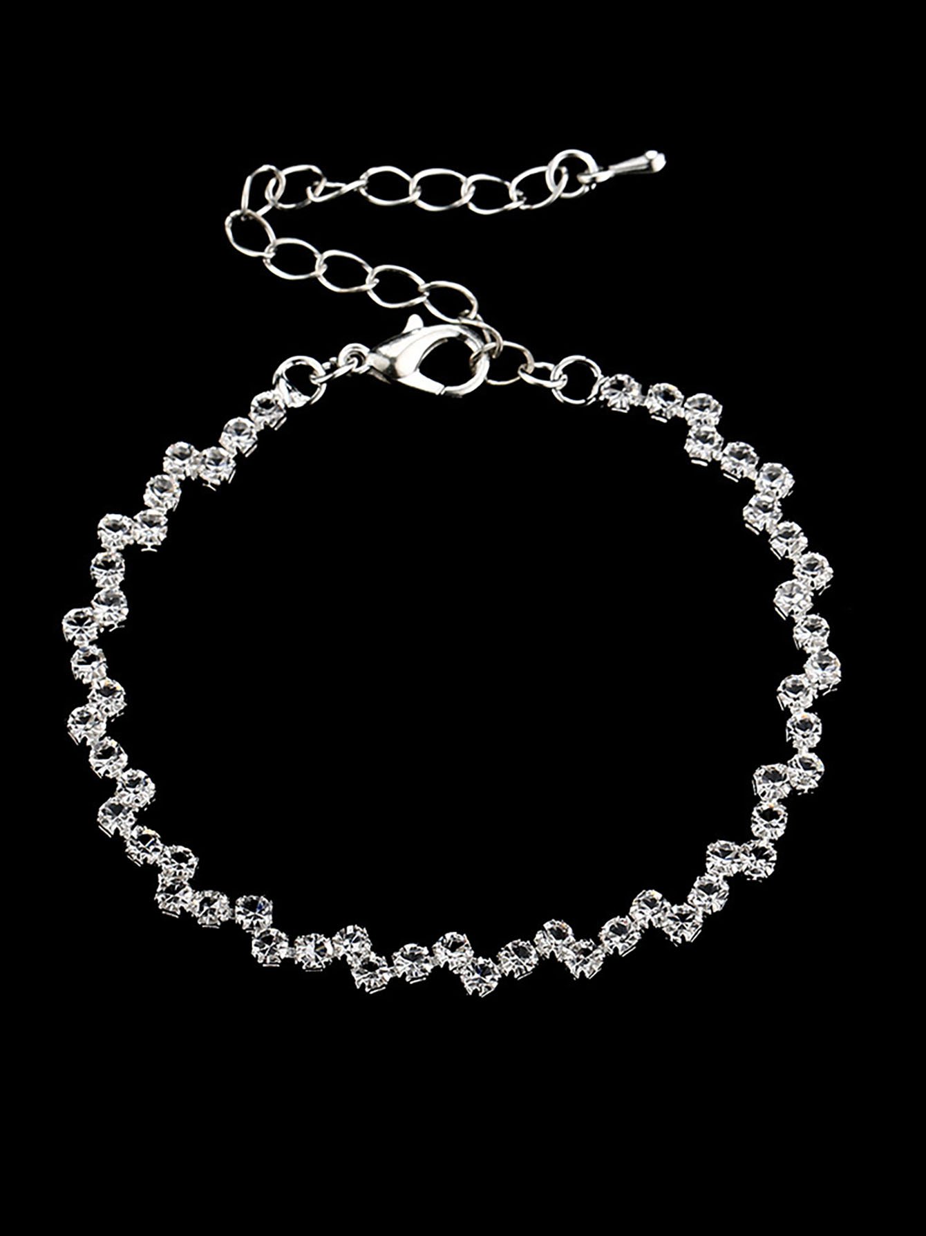 Silver Zircon Charm Bracelet - Everyday Wear.
