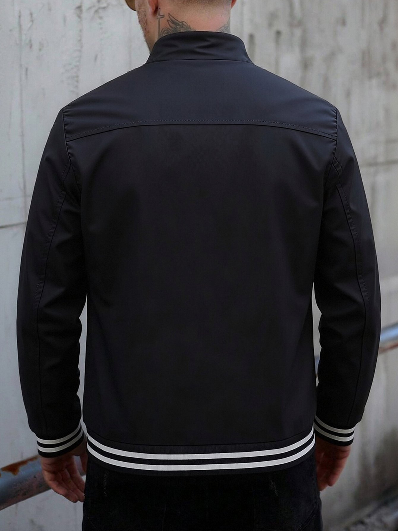 Men Striped Zip-Up Bomber Jacket