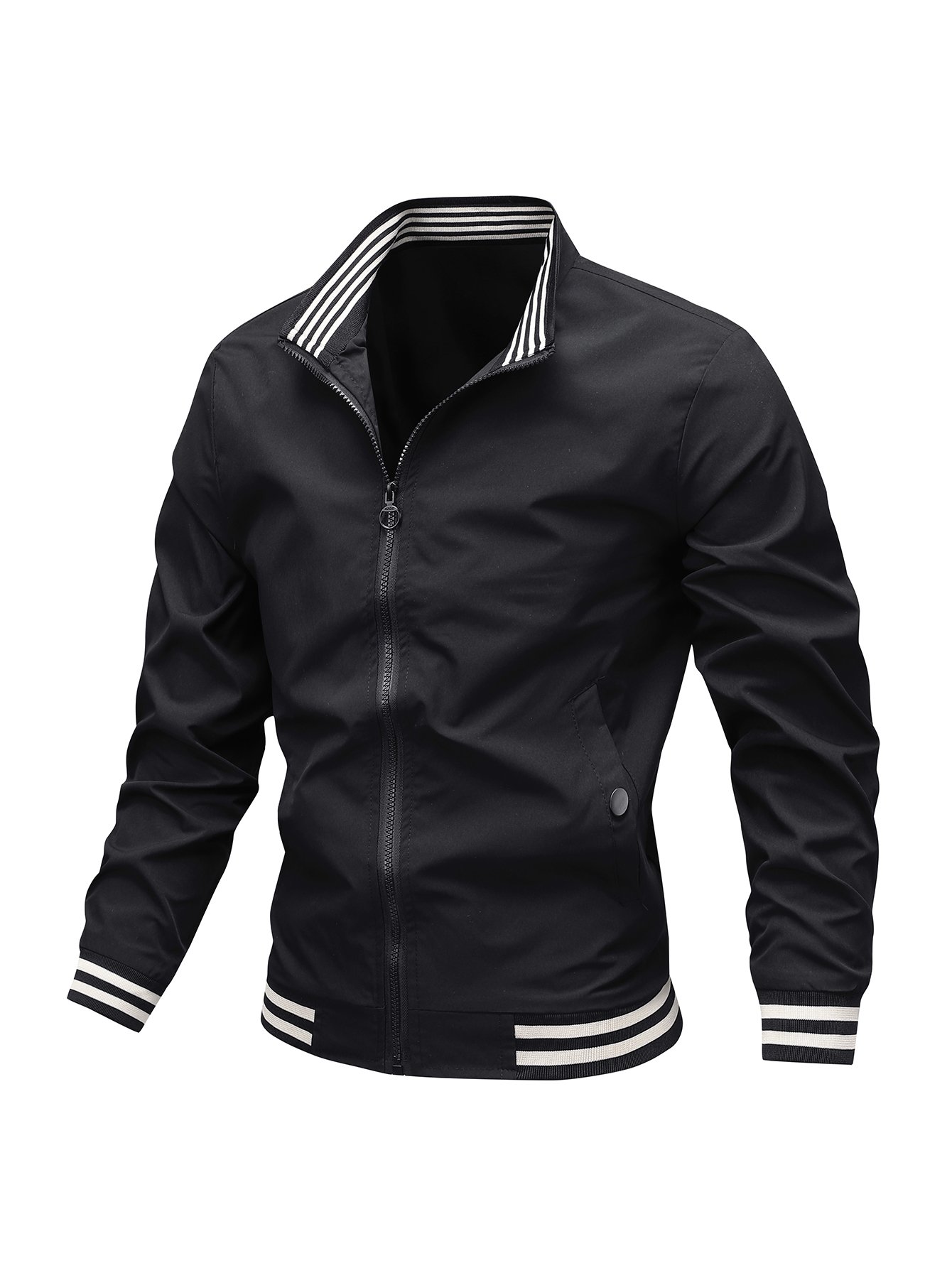 Men Striped Zip-Up Bomber Jacket