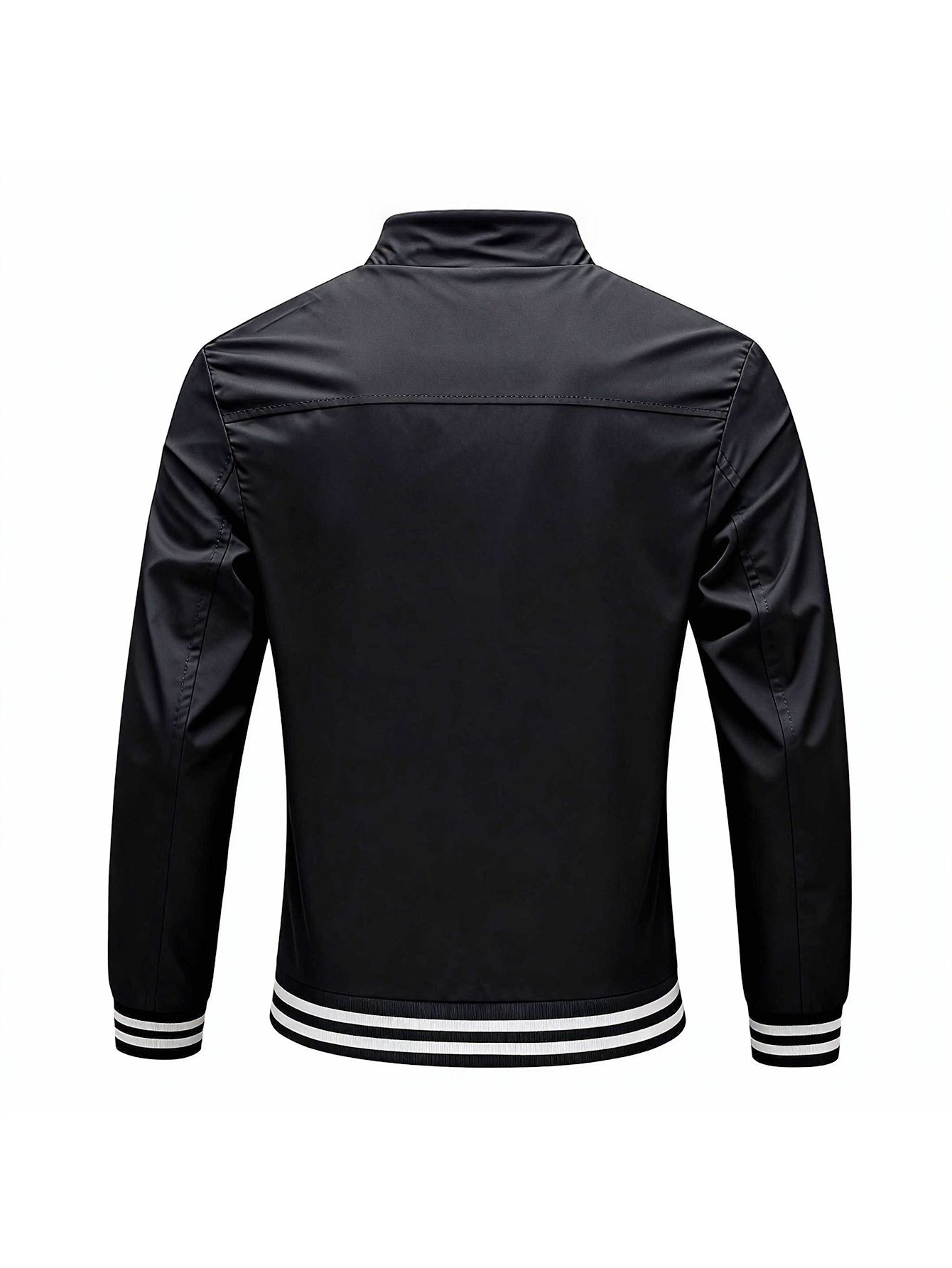 Men Striped Zip-Up Bomber Jacket