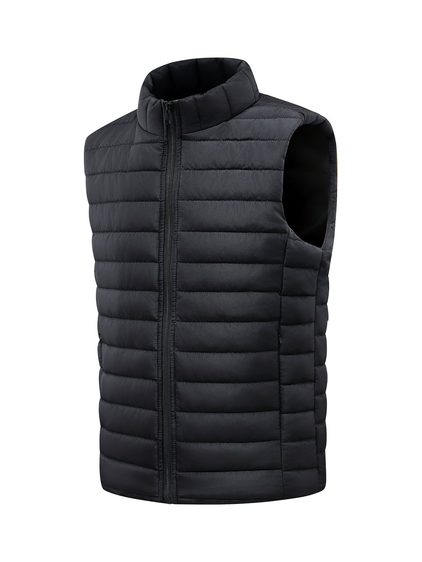 Men Black Padded Zip-Up Vest