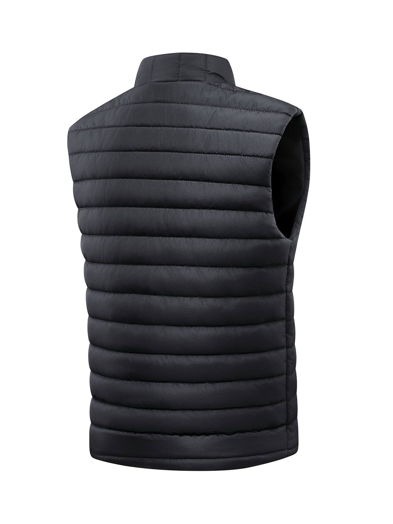 Men Black Padded Zip-Up Vest