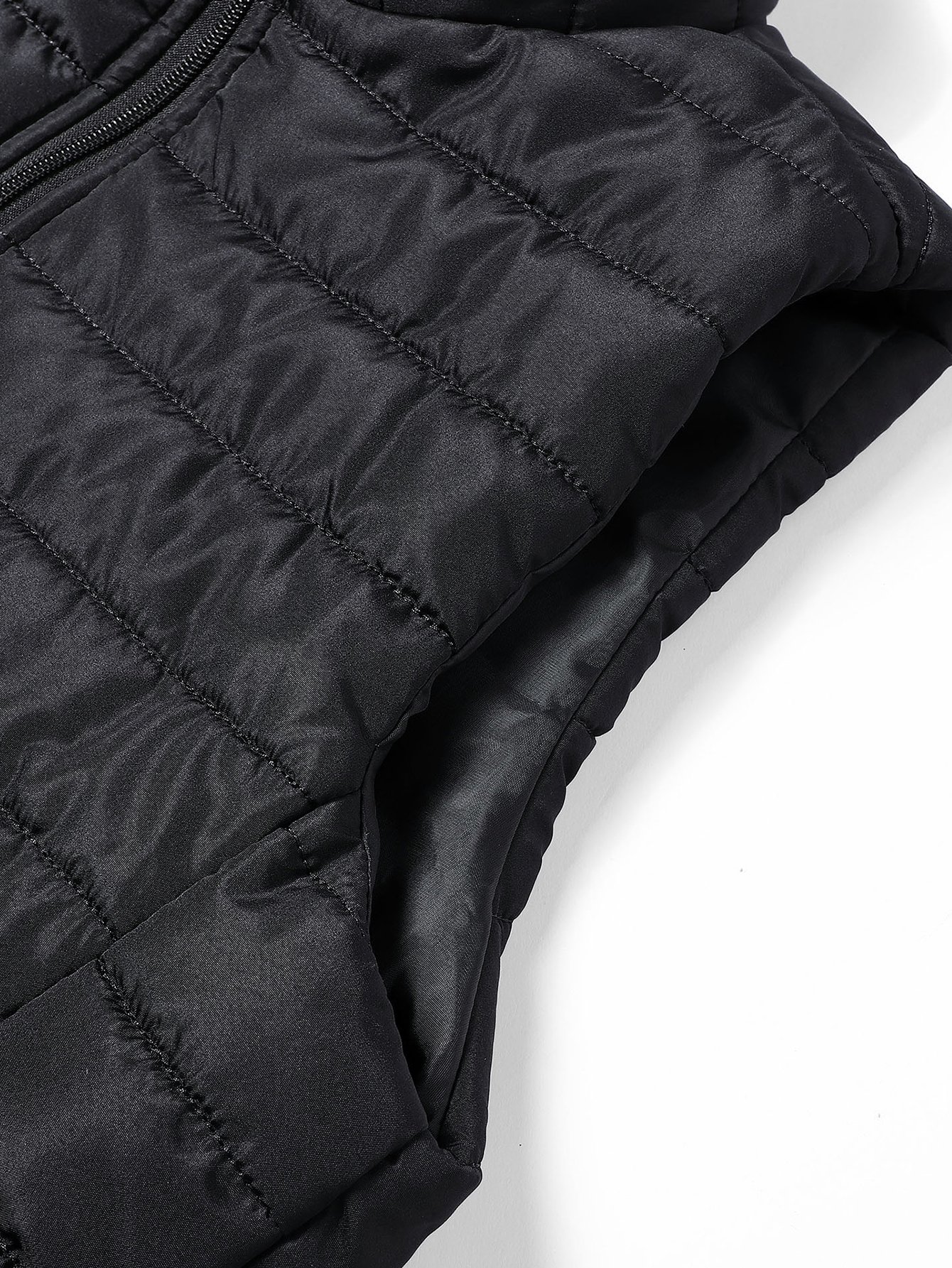 Men Black Padded Zip-Up Vest