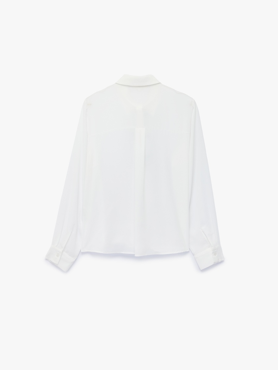 Bow Detail Long Sleeves Crepe Shirt