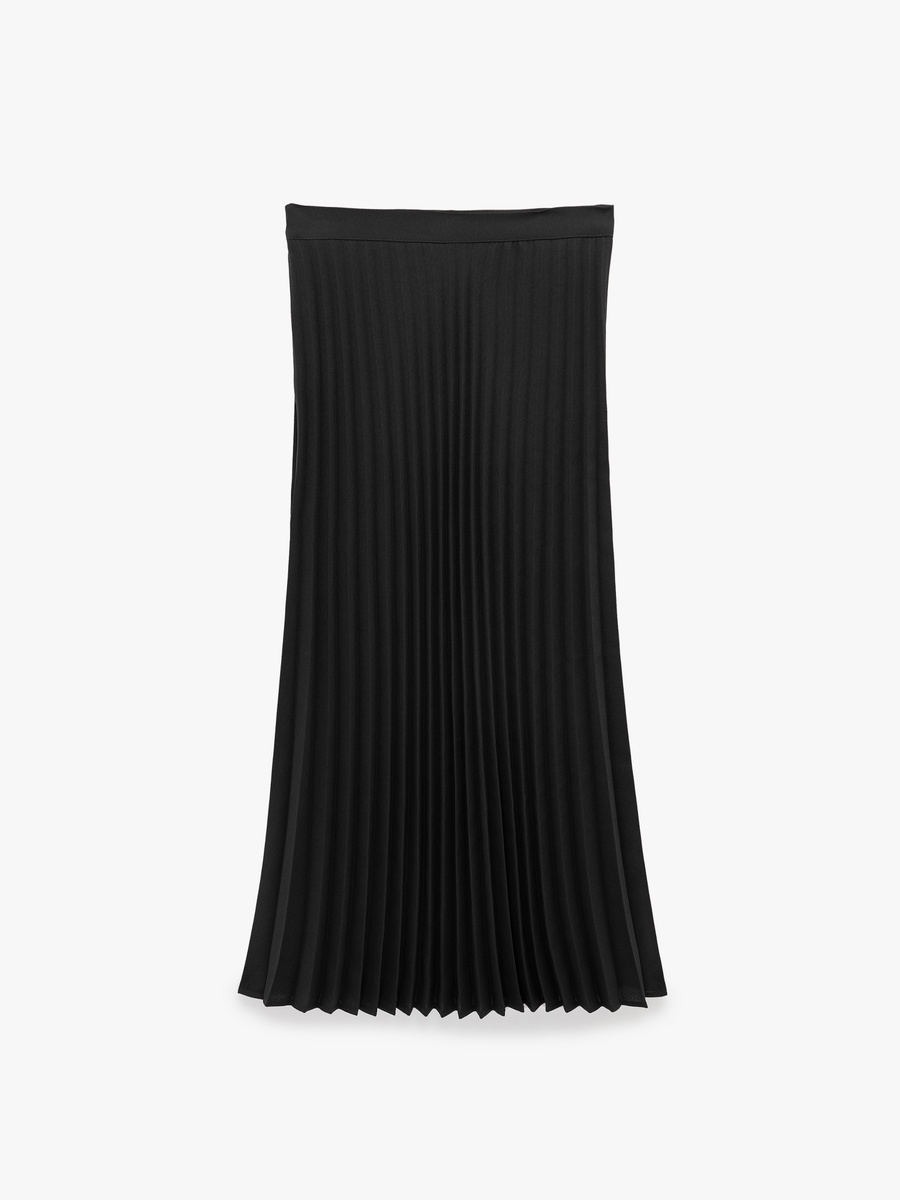 Solid Accordion Pleated Skirt