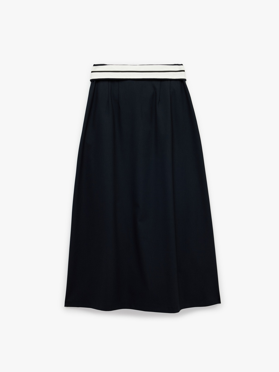 Contrast Trim A-Line Midi Skirt